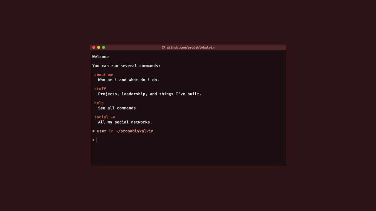 Built a personal portfolio website (probablykalvin.xyz) 2